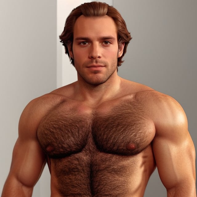 one photorealistic hairy man,