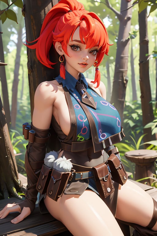 busty and sexy girl, 8k, masterpiece, ultra-realistic, best quality, high resolution, high definition, FOREST,BARE SHOULDER, <lora:YIN-PALWORLD GIRL (3):0.8>   