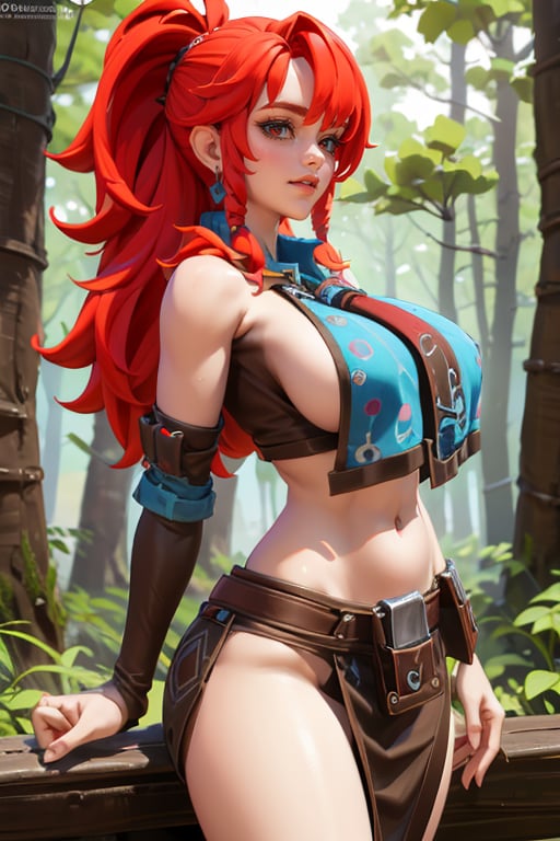 busty and sexy girl, 8k, masterpiece, ultra-realistic, best quality, high resolution, high definition, FOREST,BARE SHOULDER, <lora:YIN-PALWORLD GIRL (3):0.8>   