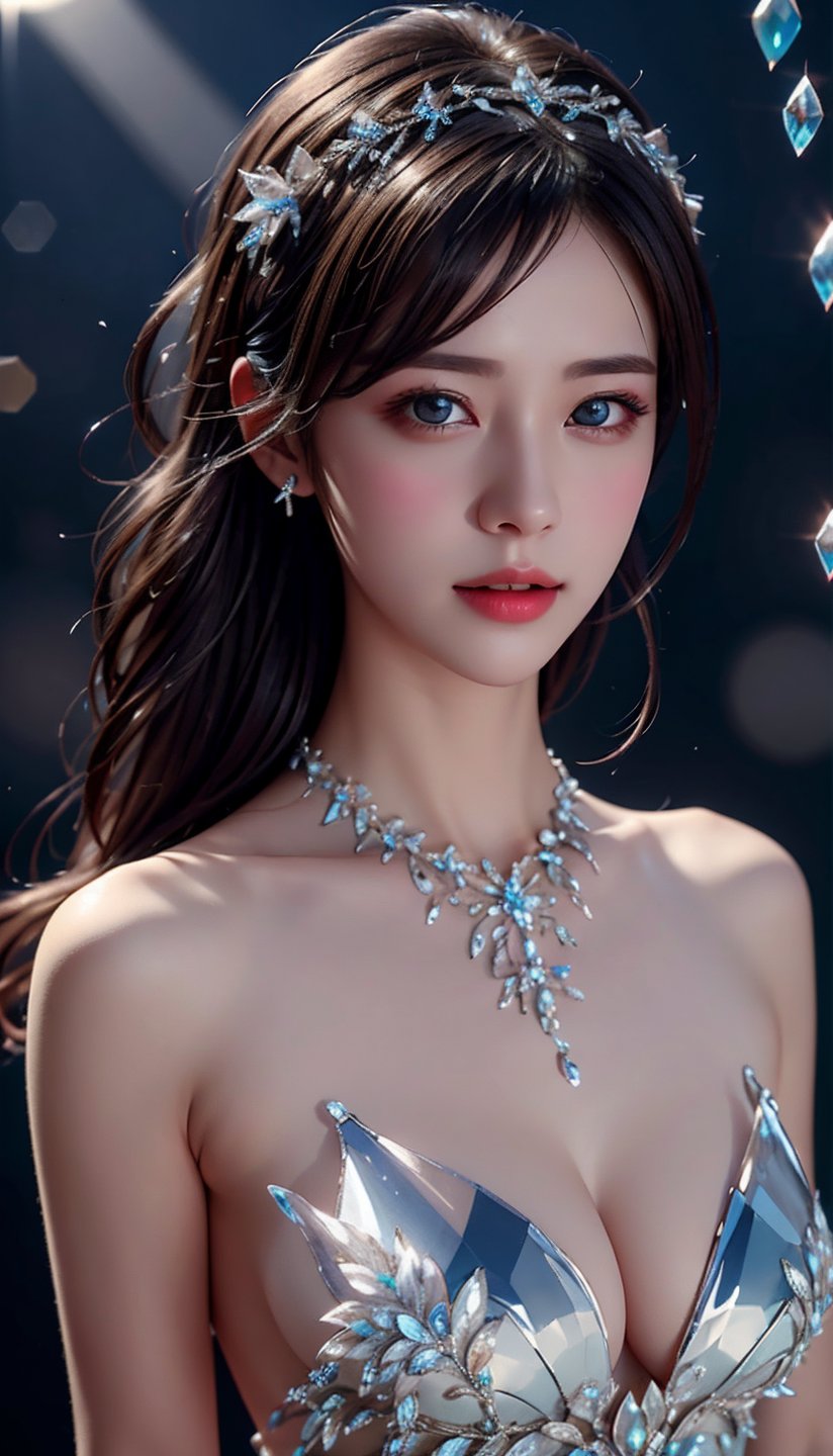 (best quality,masterpiece:1.2),ultra detailed,(photo realistic:1.4),1girl,crystallized_dress