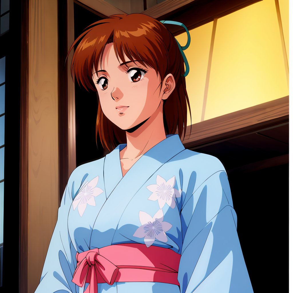 <lora:AniceFarm003:0.7>,<lora:add_detail:0.5>,<lora:noline:0.3>,<lora:boldline:-0.3>,Anice,1girl,brown hair,medium hair,hair ribbon,print_kimono,