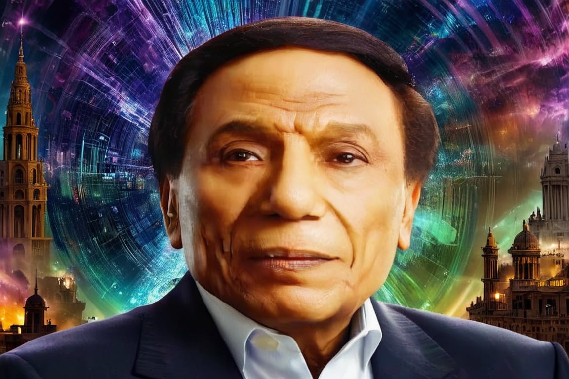 CLOSE UP PORTRAIT MAN adel emam APOCALYPTIC NEO-BAROQUE, A STRIKING CLOSE-UP PORTRAIT OF A SINISTER man PROTAGONIST WITH IRIDESCENT
MECHANICAL EYES AMIDST SWIRLING MOTION LINES, SET AGAINST THE BACKDROP OF COSMIC CHAOS AND GRANDIOSE ARCHITECTURE, REMINISCENT OF BOTH
JOHN MARTIN'S EPIC SCENES AND SLAWOMIR MANIAK'S SURREALISM.