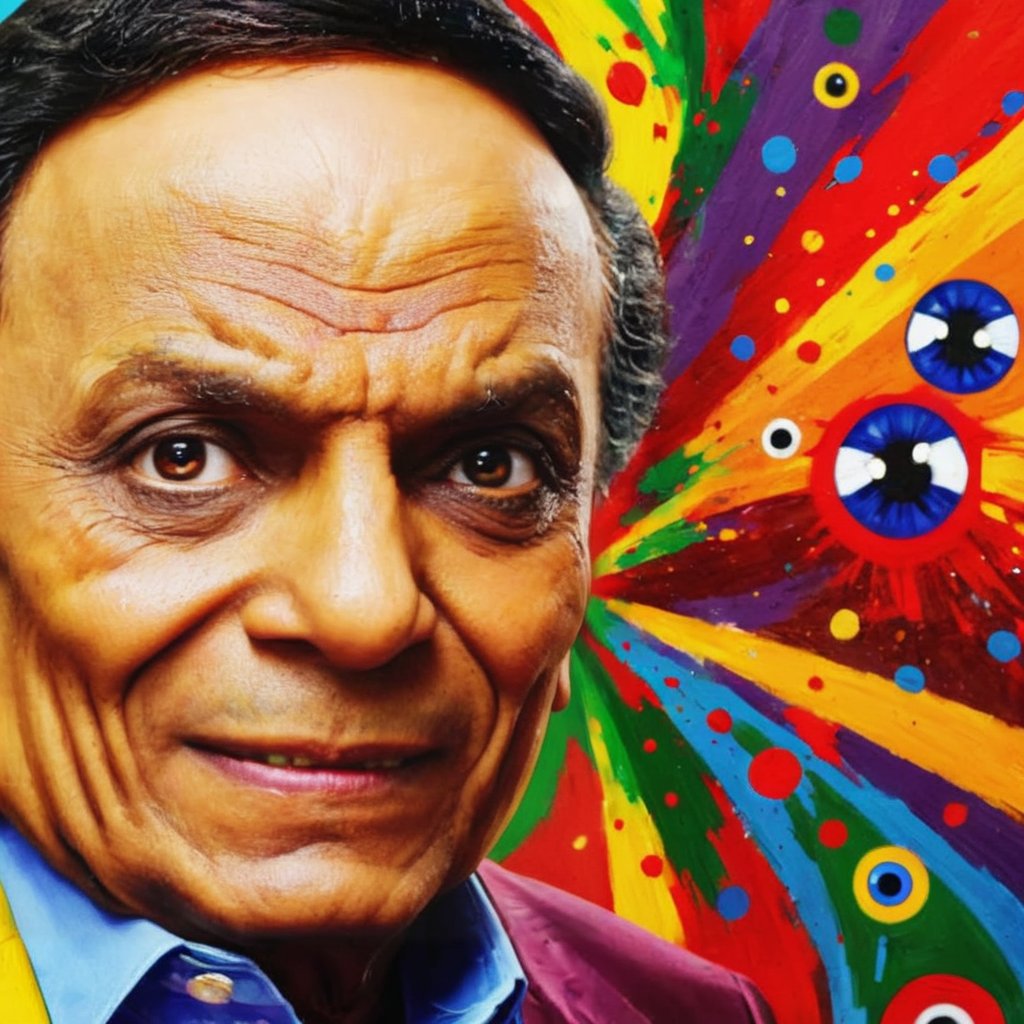 artwork. Gangester man. Colors burst. evil. Detailed evil eyes., more detail XL,adel emam