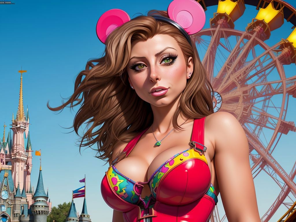 photo RAW, portrait, [Aly Michalka|Madison Ivy] at the amusement park , disneypunk, 