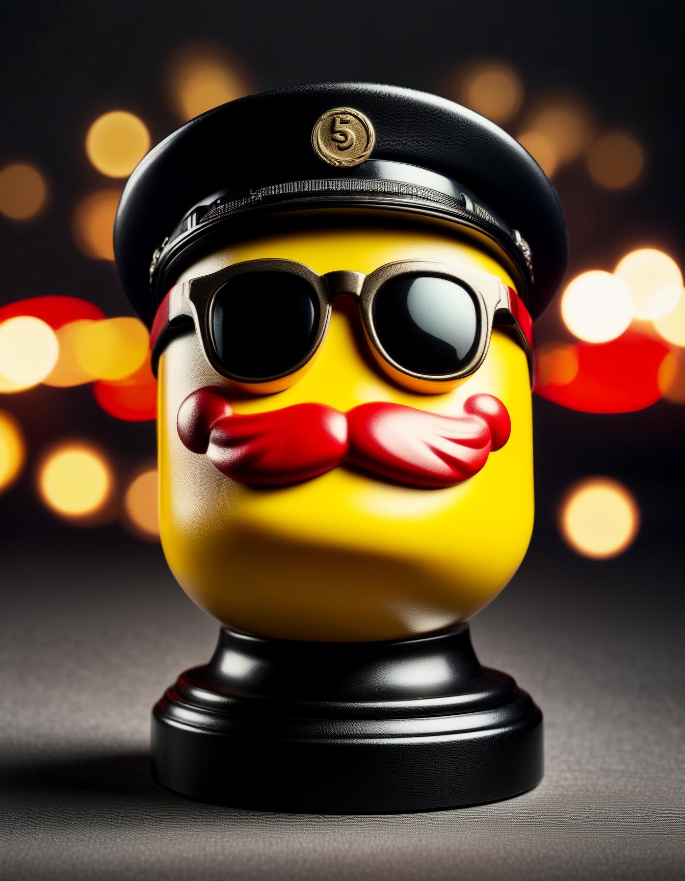 Photograph of  Professionally designed emoji representing a social traitor in the communist sense, captured on a (Hasselblad X1D II 50C)