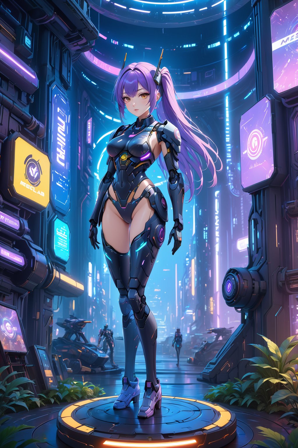 (Cowboy Shot:1.5), (1girl), solo, perfect figure, long hair, delicate face, Bikini Mecha, Cyberpunk scene, (Mecha Anime Figurine:1.5), (Depth of field:1.2),
(Masterpiece, Best Quality, 8k:1.2), (Ultra-Detailed, Highres, Extremely Detailed, Absurdres, Incredibly Absurdres, Huge Filesize:1.1), (Cyberpunk Style:1.3), By Futurevolab, Neon Lights, Futuristic Cityscape, High-Tech Ambiance. ,Mecha