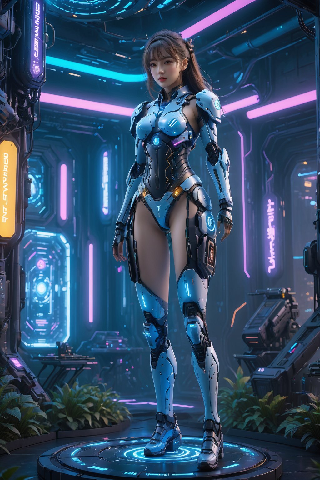 (Cowboy Shot:1.5), (1girl), solo, perfect figure, long hair, delicate face, Bikini Mecha, Cyberpunk scene, (Mecha Anime Figurine:1.5), (Depth of field:1.2),
(Masterpiece, Best Quality, 8k:1.2), (Ultra-Detailed, Highres, Extremely Detailed, Absurdres, Incredibly Absurdres, Huge Filesize:1.1), (Cyberpunk Style:1.3), By Futurevolab, Neon Lights, Futuristic Cityscape, High-Tech Ambiance. ,Mecha