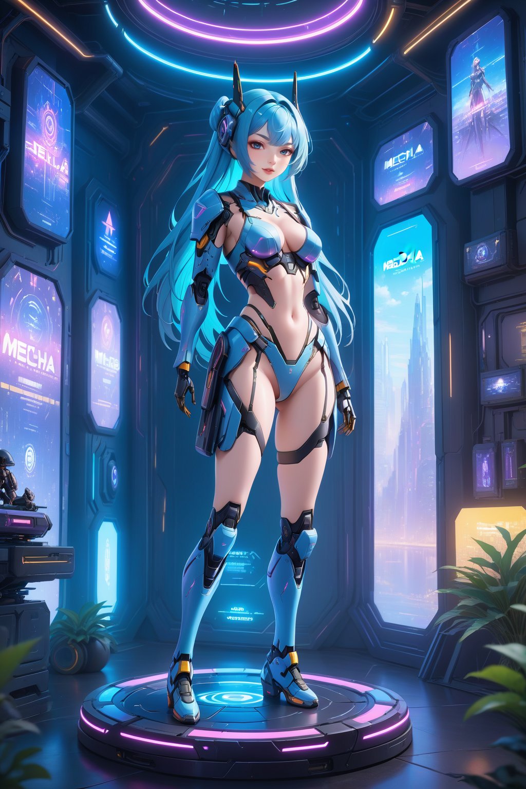 (Cowboy Shot:1.5), (1girl), solo, perfect figure, long hair, delicate face, Bikini Mecha, Cyberpunk scene, (Mecha Anime Figurine:1.5), (Depth of field:1.2),
(Masterpiece, Best Quality, 8k:1.2), (Ultra-Detailed, Highres, Extremely Detailed, Absurdres, Incredibly Absurdres, Huge Filesize:1.1), (Cyberpunk Style:1.3), By Futurevolab, Neon Lights, Futuristic Cityscape, High-Tech Ambiance. ,Mecha