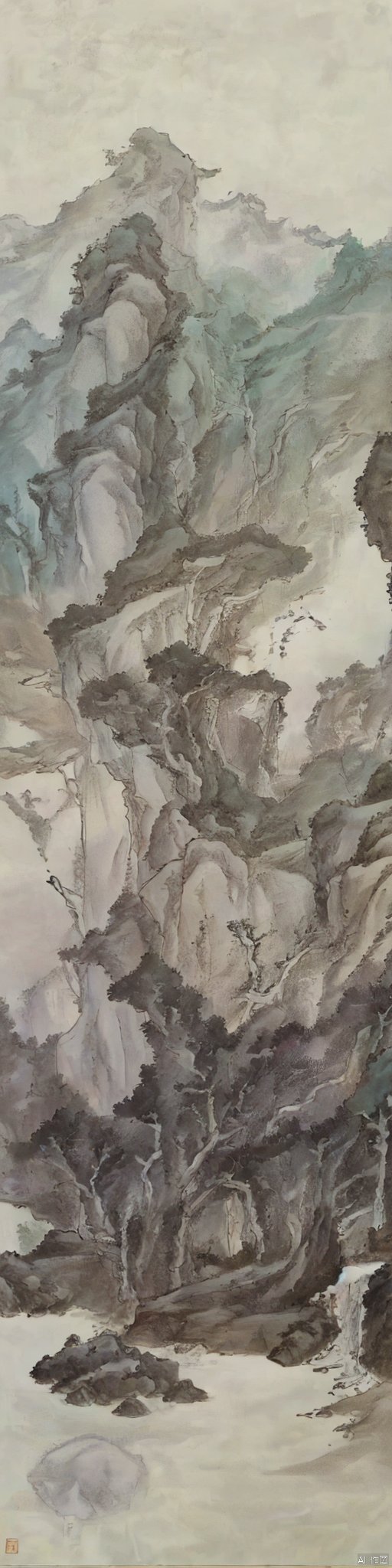  Traditional Chinese landscape painting, Chinese freehand brushwork, Qing Dynasty landscape painter GongXianstyle,mountains,trees,waterfalls,waterflow,inkaccumulationmethod,heavy,vast国画,chinesepaiting,Chinesepaiting,国风, chinese paiting