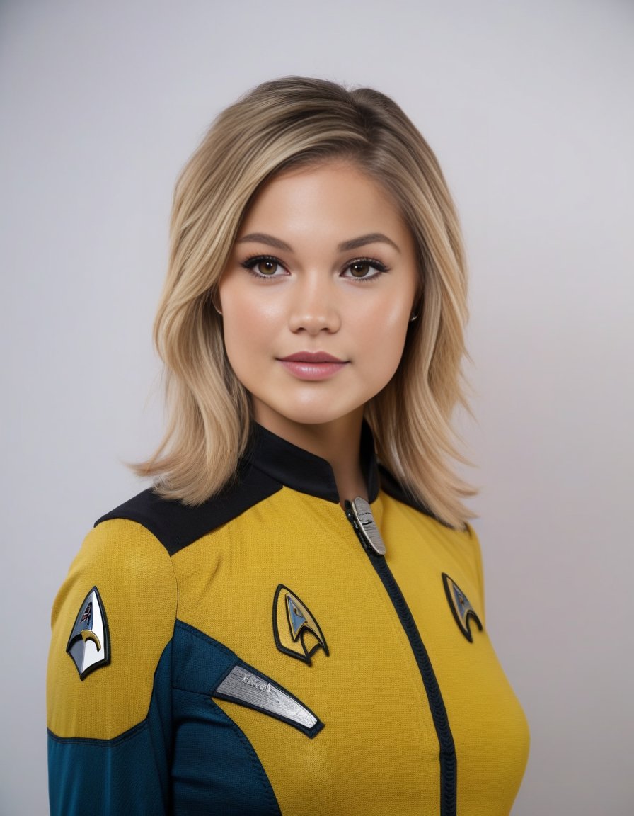 OliviaHolt,<lora:OliviaHoltSDXL:1>,portrait, in a star trek uniform, taken on a hasselblad medium format camera