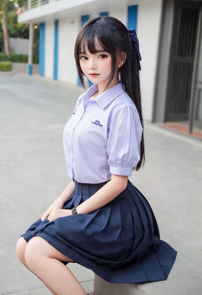 Thai school uniform,<lora:Thai_public_school_uniform:0.7>