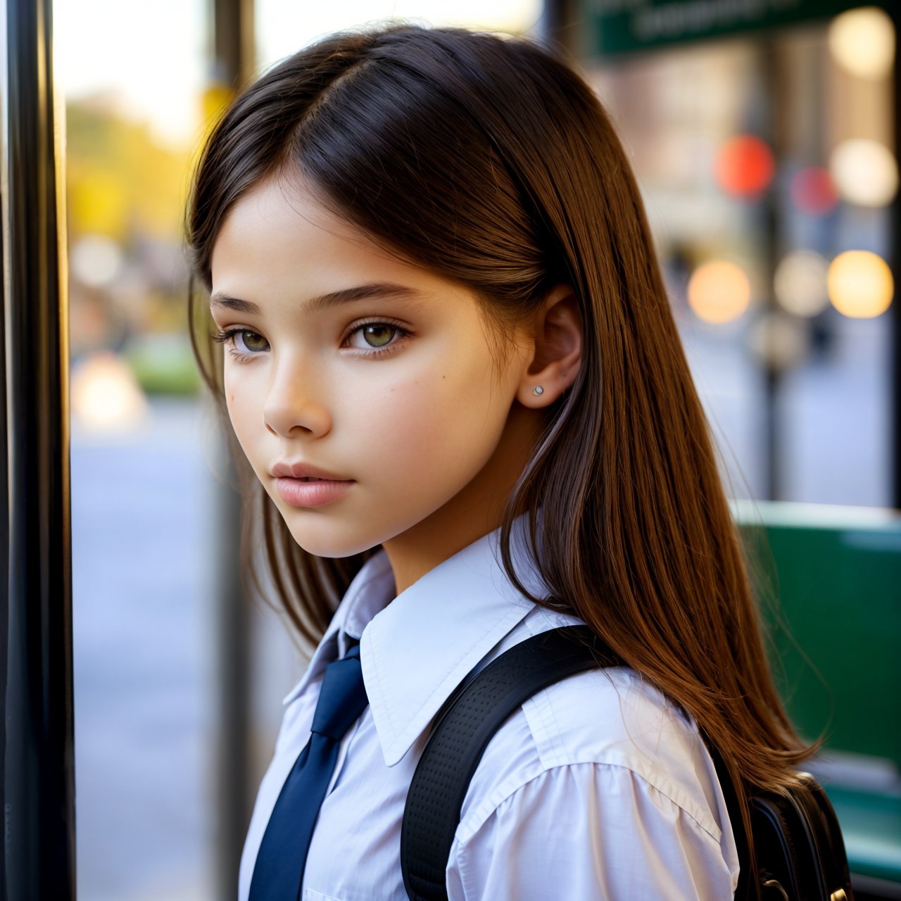 (masterpiece:1.3), HD quality, HD, HQ, 4K, looking at viewer, portrait of stunning (AIDA_LoRA_LG2014:1.1) <lora:AIDA_LoRA_LG2014:0.72> in a black school uniform waiting a bus on the bus stop, little girl, pretty face, intimate, cinematic, insane level of details, intricate pattern, studio photo, studio photo, kkw-ph1, hdr, f1.5, (colorful:1.1)