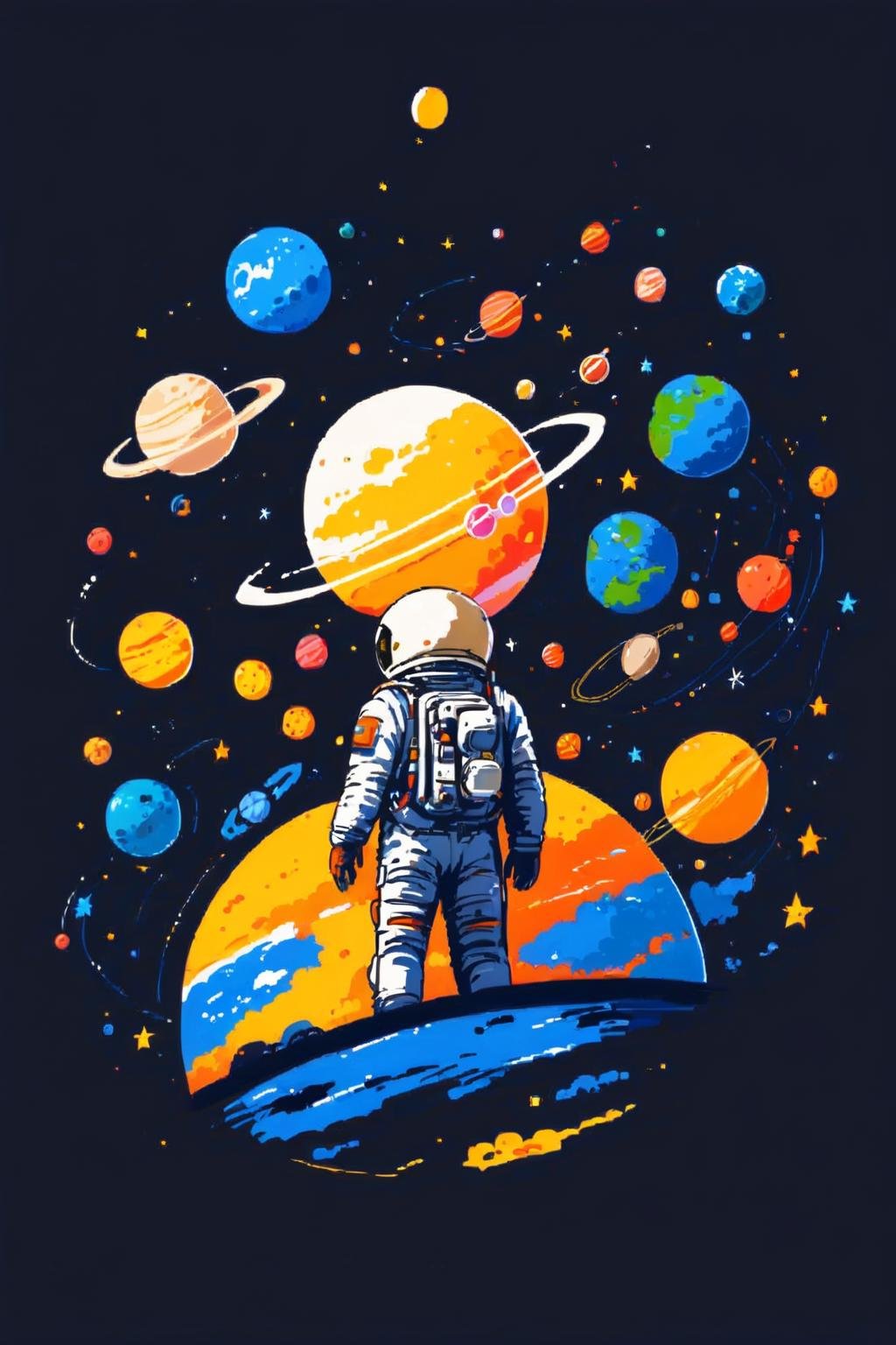 solo,  simple background,  standing,  bag,  from behind,  star \(symbol\),  moon,  backpack,  helmet,  black background,  star \(sky\),  1other,  sun,  space,  planet,  ambiguous gender,  earth \(planet\),  spacesuit,  space helmet,  astronaut,<lora:EMS-295326-EMS:1.000000>