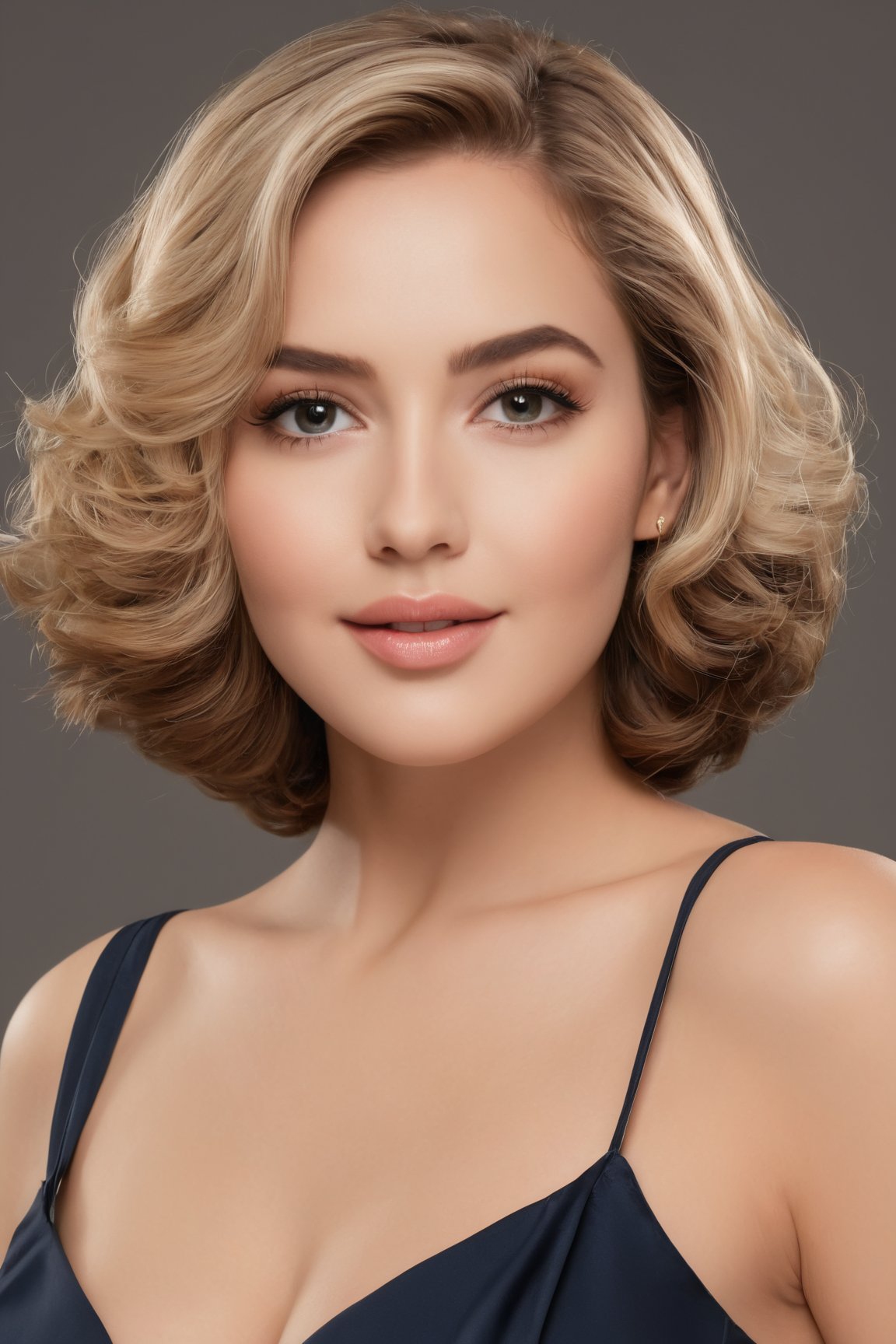 (best quality,4k,8k,highres,masterpiece:1.2),ultra-detailed,(realistic,photorealistic,photo-realistic:1.37),beautiful woman, elegant face, short wavy bob hair, huge boobs, graceful posture, radiant beauty, flawless skin, expressive eyes, luscious lips, captivating smile, fashionable attire, confident demeanor, refined features, exquisite details, enchanting presence, alluring charm, elegant expression, perfect proportions, mesmerizing gaze, sophisticated style, delicate features, feminine grace, natural elegance, timeless beauty, delicate contour, graceful movement, gentle curves, sensual appeal, vibrant personality, undeniable allure, stunning captive, breathtaking beauty, empowering confidence