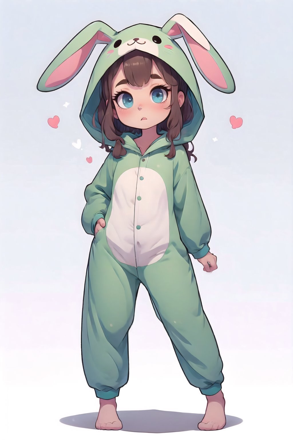 BnnBnn, 1girl, bunny onesie pajamas