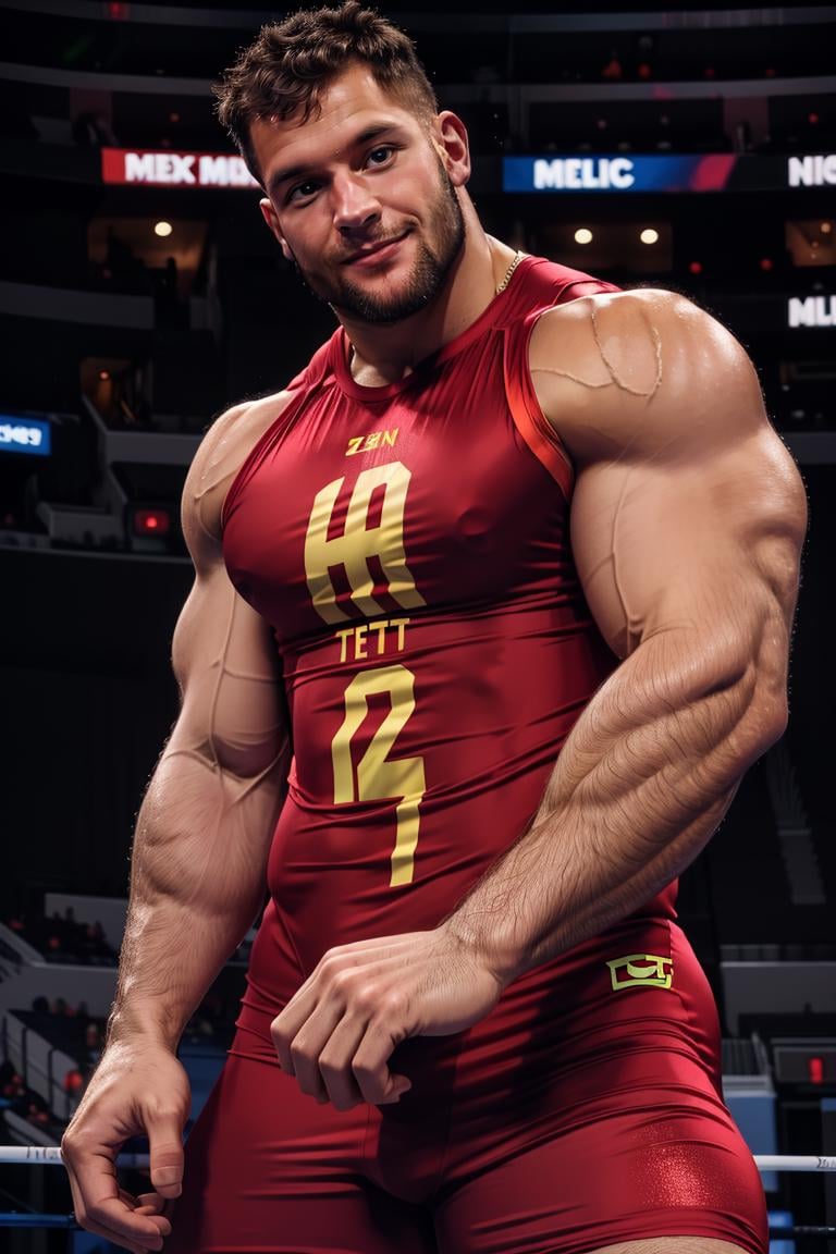 (masterpiece,  best quality:1.2),  man,  smirk,  (depth of field:1.1),  photo of person,  beard,  dressed as wrestler,  wrestling singlet,  (((medium shot))),  arena,  masterpiece,  highness,  perfect face,  perfect picture,  detailed eyes,  sharp focus, High detailed view,<lora:EMS-301951-EMS:1.000000>