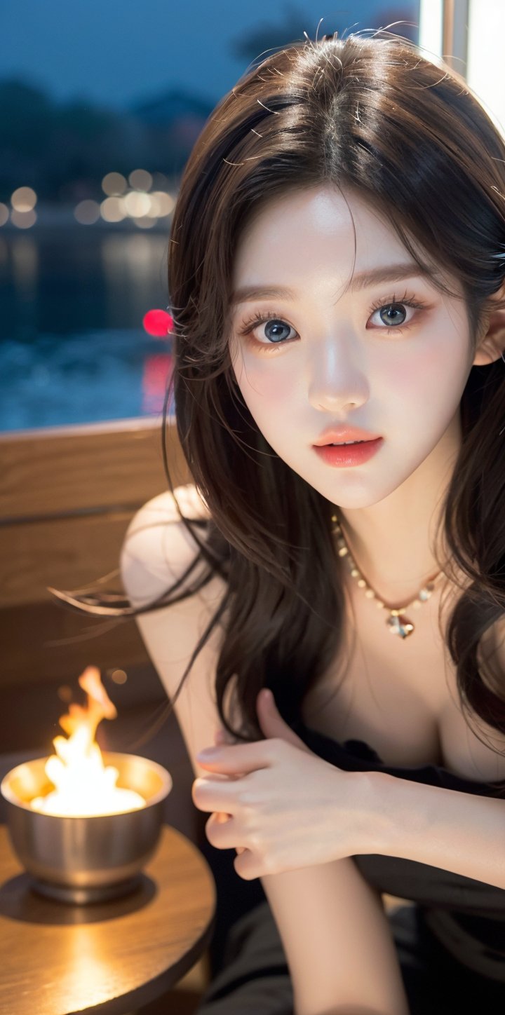 1 girl, detailed face, a woman with long black hair, smile, (((sfw))), outdoor scene, (night light), led lighting, magnificent light, ((fire works)), close up, portrait, upperbody, RAW, (intricate details:1.3), (best quality:1.3), (masterpiece:1.3), (hyper realistic:1.3), best quality, 1 girl, ultra-detailed, ultra high resolution, very detailed mphysically based rendering, dynamic angle, dynamic pose, wind, 8K UHD, Vivid picture, High definition, intricate details, detailed texture, finely detailed, high detail, extremely detailed cg, High quality shadow, a realistic representation of the face, beautiful detailed, (high detailed skin, skin details), slim waist, beautiful and realistic and detailed hands and fingers:1, best ratio four finger and one thumb, (detailed face, detailed eyes, beautiful face), ((korean beauty, kpop idol, ulzzang, korean celebrity, korean cute, korean actress, korean, a beautiful 21 years old beautiful korean girl)), (high detailed skin, skin details), Detailed beautiful delicate face, Detailed beautiful delicate eyes, a face of perfect proportion, (beautiful and realistic and detailed hands and fingers:1.3), (Big breasts:1.3), (full body shot:1.3), (long legs:1.3), (sparkling eyes:1.3), (sparkling lips:1.3), taken by Canon EOS, SIGMA Art Lens 35mm F1.4, ISO 200 Shutter Speed 2000, Vivid ((korean beauty, kpop idol, ulzzang, korean celebrity, korean cute, korean actress, korean, a beautiful 21 years old beautiful korean girl)), (blue eye), (black long hair),chanel_jewelry, chanel_bag, hermes_necklace,Nice legs and hot body, see-through,hourglass bodyshape ,JeeSoo ,photorealistic,Wujoo,1 girl ,solo,beauty,<lora:EMS-59101-EMS:0.800000>,<lora:EMS-303076-EMS:0.800000>