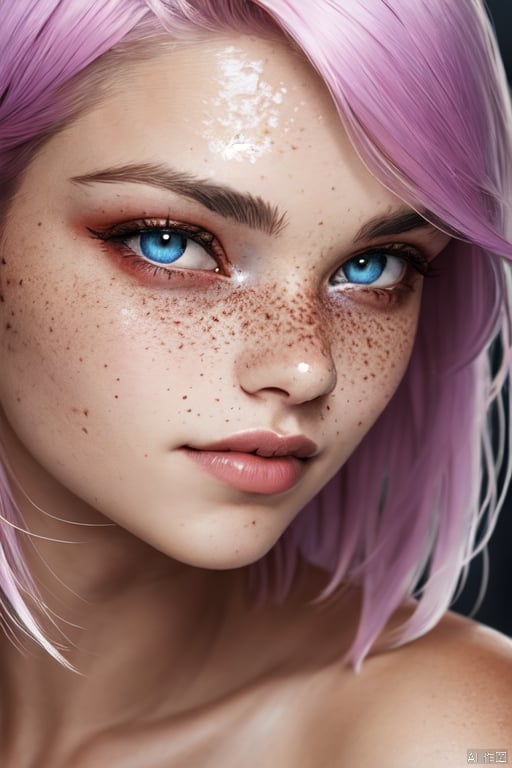 photo of beautiful age 18 girl, pastel hair, freckles sexy, beautiful, close up, young, dslr, 8k, 4k, ultrarealistic, realistic, natural skin, textured skin