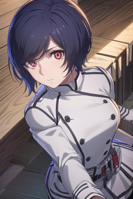 akudamaapprentice, <lora:akudama apprentice s1-lora-nochekaiser:1>,apprentice, short hair, black hair, (red eyes:1.3), hair between eyes,BREAK gloves, belt, white gloves, uniform, military, military uniform,BREAK outdoors, city,BREAK looking at viewer, (cowboy shot:1.5),BREAK <lyco:GoodHands-beta2:1>, (masterpiece:1.2), best quality, high resolution, unity 8k wallpaper, (illustration:0.8), (beautiful detailed eyes:1.6), extremely detailed face, perfect lighting, extremely detailed CG, (perfect hands, perfect anatomy),