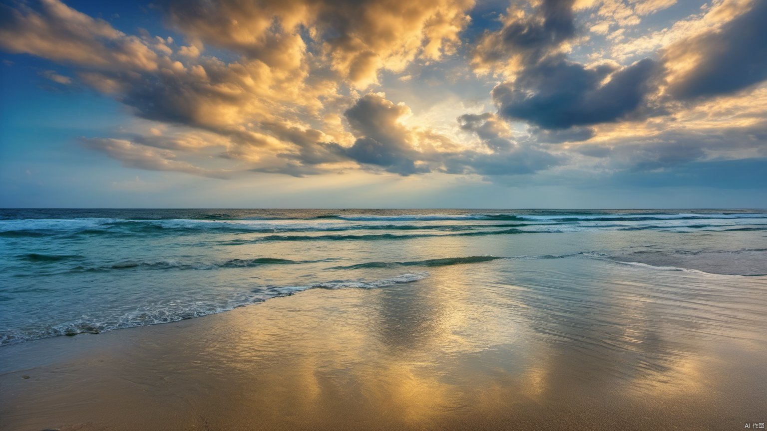  Overlooking,The distant sea,(Ocean 9.9),,(sea 9.9),(beach 1.9),(Representative), (boutique), Ultra HD, water, reflection, masterpiece, true light and shadow, wide Angle, outdoors, sky, day, cloud, water, tree, blue sky, no humans, nature, scenery, SDXL, beach,(Water 99.9),