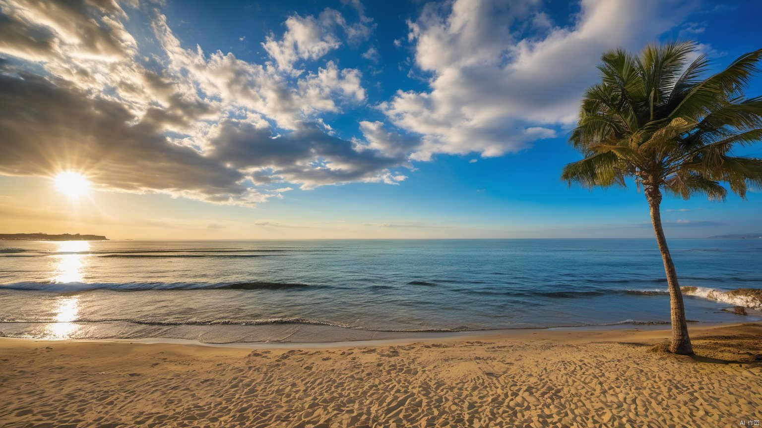  Overlooking,The distant sea,(Ocean 9.9),,(sea 9.9),(beach 1.9),(Representative), (boutique), Ultra HD, water, reflection, masterpiece, true light and shadow, wide Angle, outdoors, sky, day, cloud, water, tree, blue sky, no humans, nature, scenery, SDXL, beach,(Water 99.9),