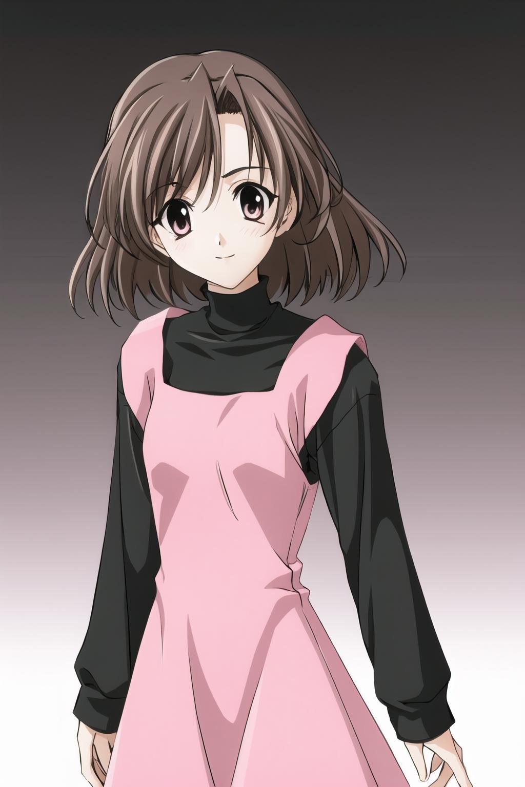 Yue Imasaka, yue imasaka\(pink dress\), 1girl, masterpiece,best quality,black bodysuit,black long sleeves,beautifly eyes,<lora:YueImasakaV1:0.9>