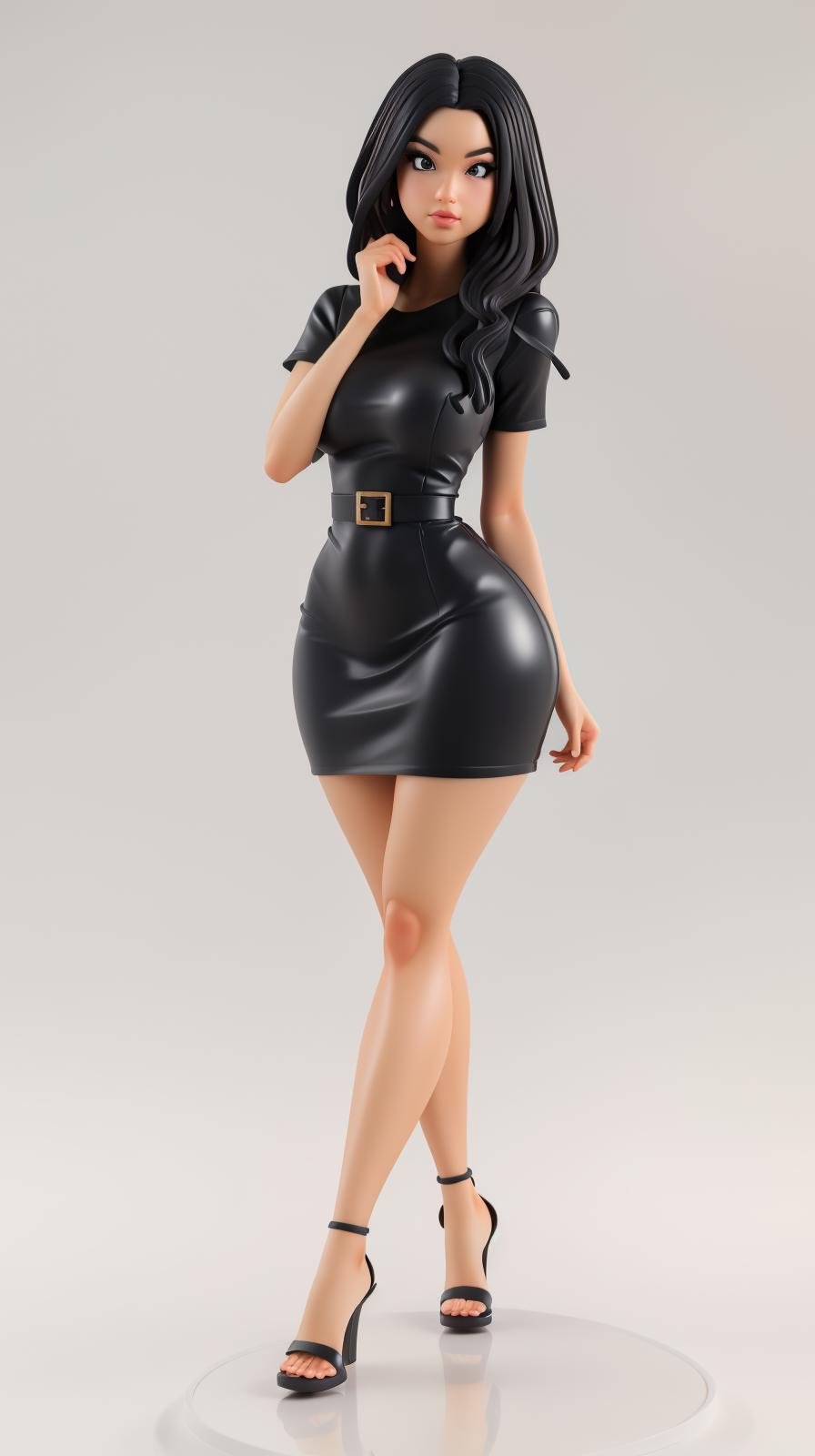 <lora:Sexy-Philippine:1>  long straight black hair, black eyes, as  pvc figure, white dress, sandals, high heels, looking at viewer, perfect hands, big breast, wide hips, thick thighs, ultra realistic digital art, a 3D render, photorealism, clean scene, white background, circular base, <lora:p3r3zstyle_v3:0.4>  <lora:P2p0:0.4> <lora:Sexy-Figures:1>   