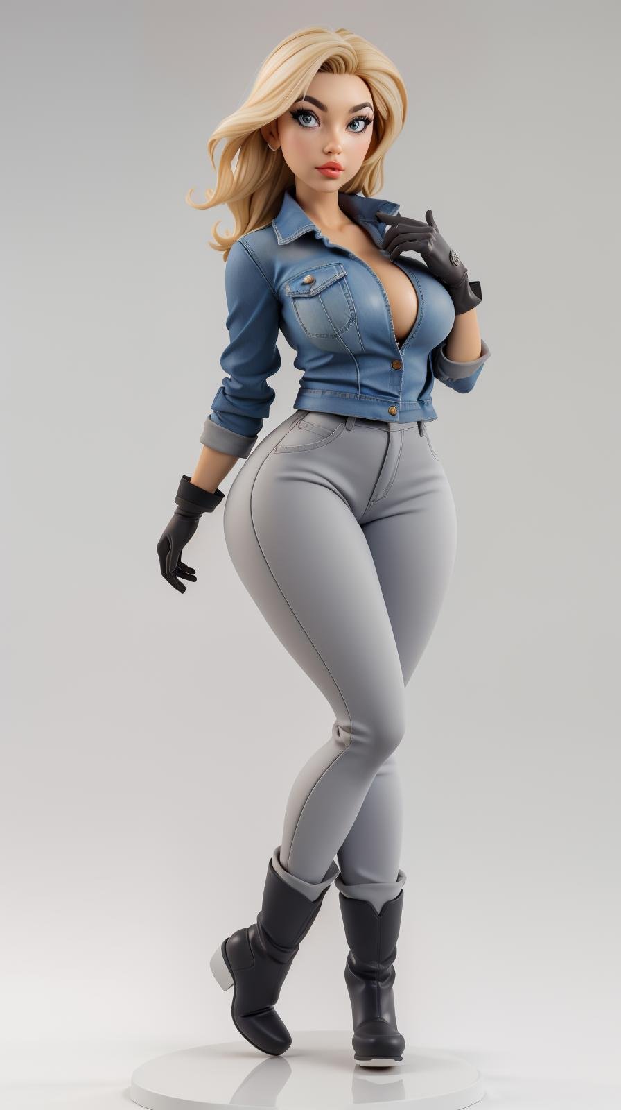 <lora:Sexy-Danish:1> blonde hair, grey eyes, full lips, snow coat, denim pants, gloves, boots, looking at viewer, perfect hands, big breast, wide hips, thick thighs, ultra realistic digital art, a 3D render, photorealism, clean scene, white background, circular base, <lora:p3r3zstyle_v3:0.4>  <lora:P2p0:0.4> <lora:Sexy-Figures:1>   