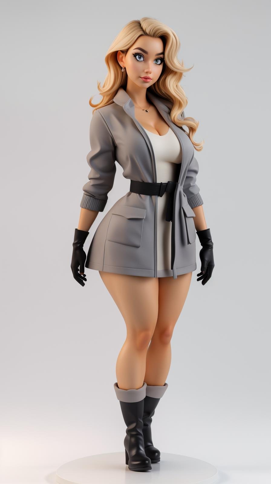 <lora:Sexy-Lithuanian:1> blonde wavy hair, grey eyes, snow coat, mini dress, gloves, boots, looking at viewer, perfect hands, big breast, wide hips, thick thighs, ultra realistic digital art, a 3D render, photorealism, clean scene, white background, circular base, <lora:p3r3zstyle_v3:0.4>  <lora:P2p0:0.4> <lora:Sexy-Figures:1>