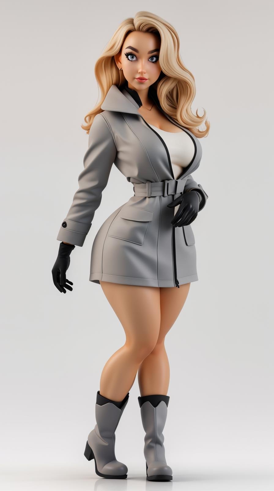 <lora:Sexy-Lithuanian:1> blonde wavy hair, grey eyes, snow coat, mini dress, gloves, boots, looking at viewer, perfect hands, big breast, wide hips, thick thighs, ultra realistic digital art, a 3D render, photorealism, clean scene, white background, circular base, <lora:p3r3zstyle_v3:0.4>  <lora:P2p0:0.4> <lora:Sexy-Figures:1>