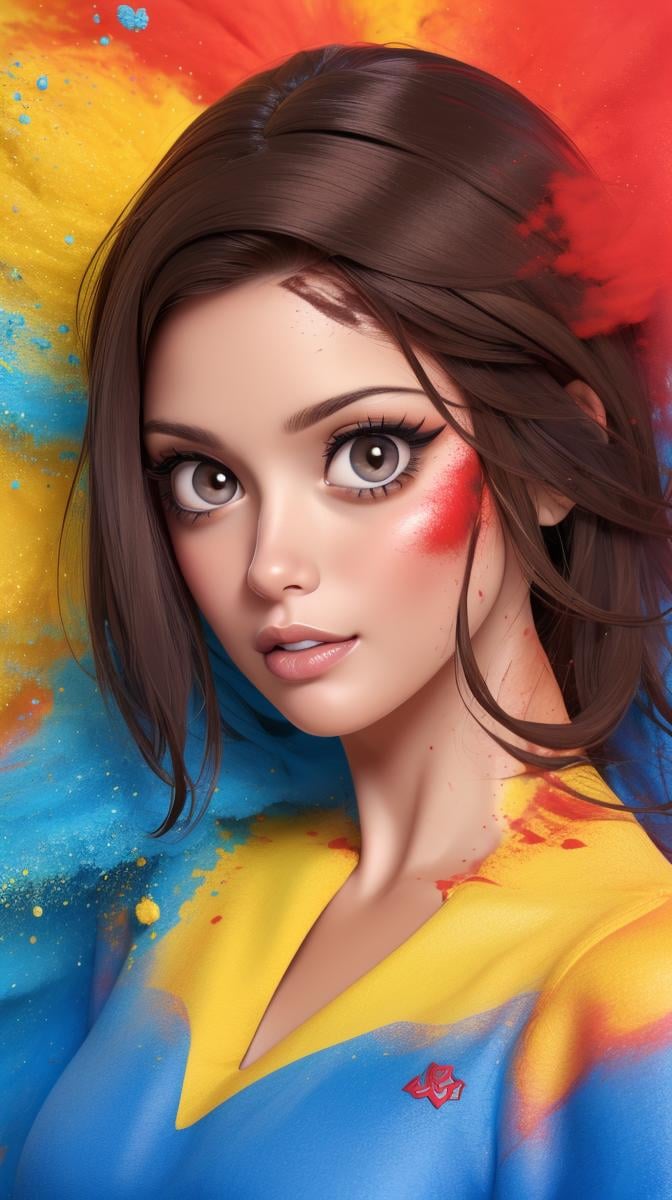 <lora:Sexy-Ecuadorian:1>  black straight hair, ((dark brown eyes)), full lips, yellow powder, deep blue powder and red powder splashes on background, high quality photography, <lora:powder_v1.0:1> 