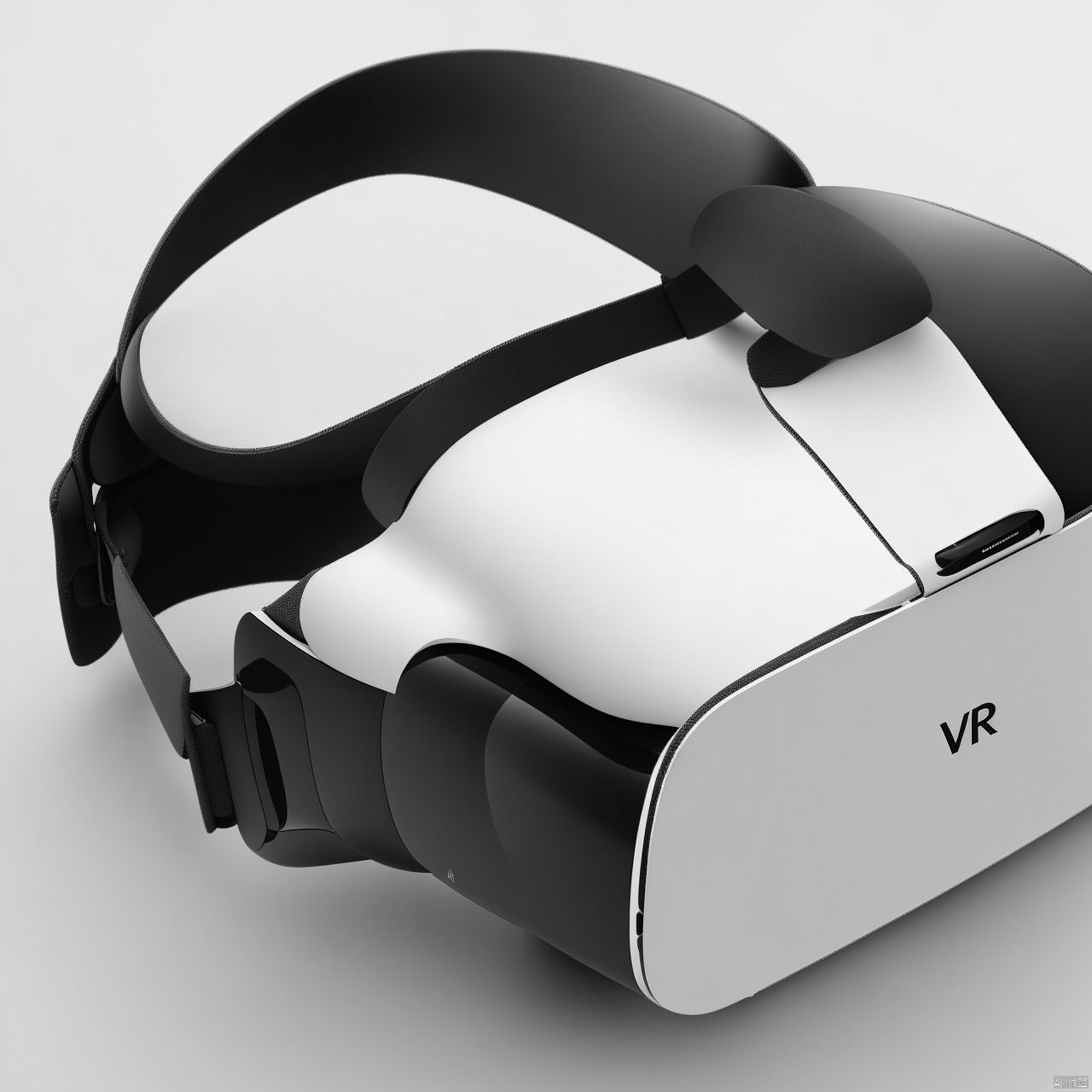 A white vr glasses product, minimalist, premium curved, cool.