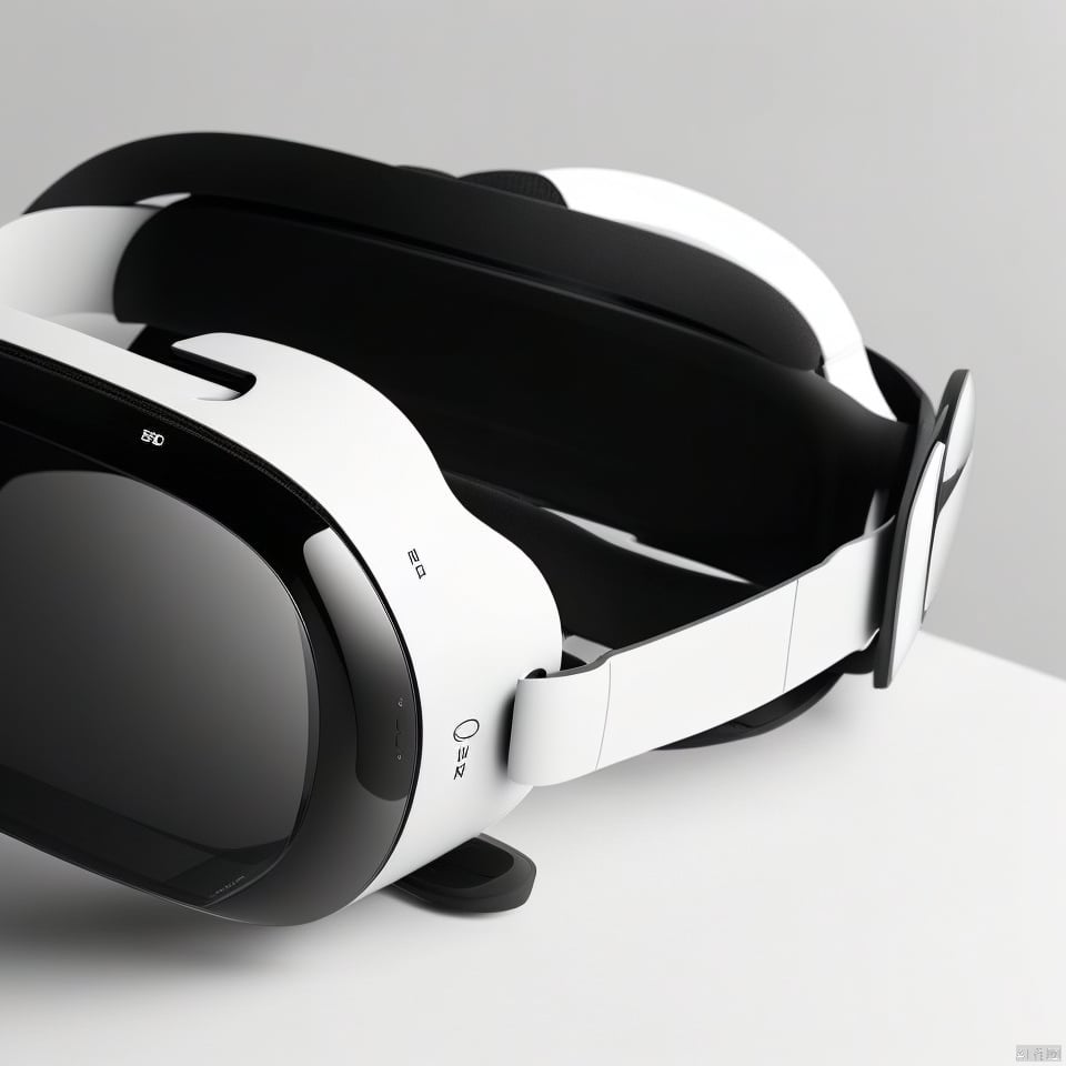 A white vr glasses product, minimalist, premium curved, cool.