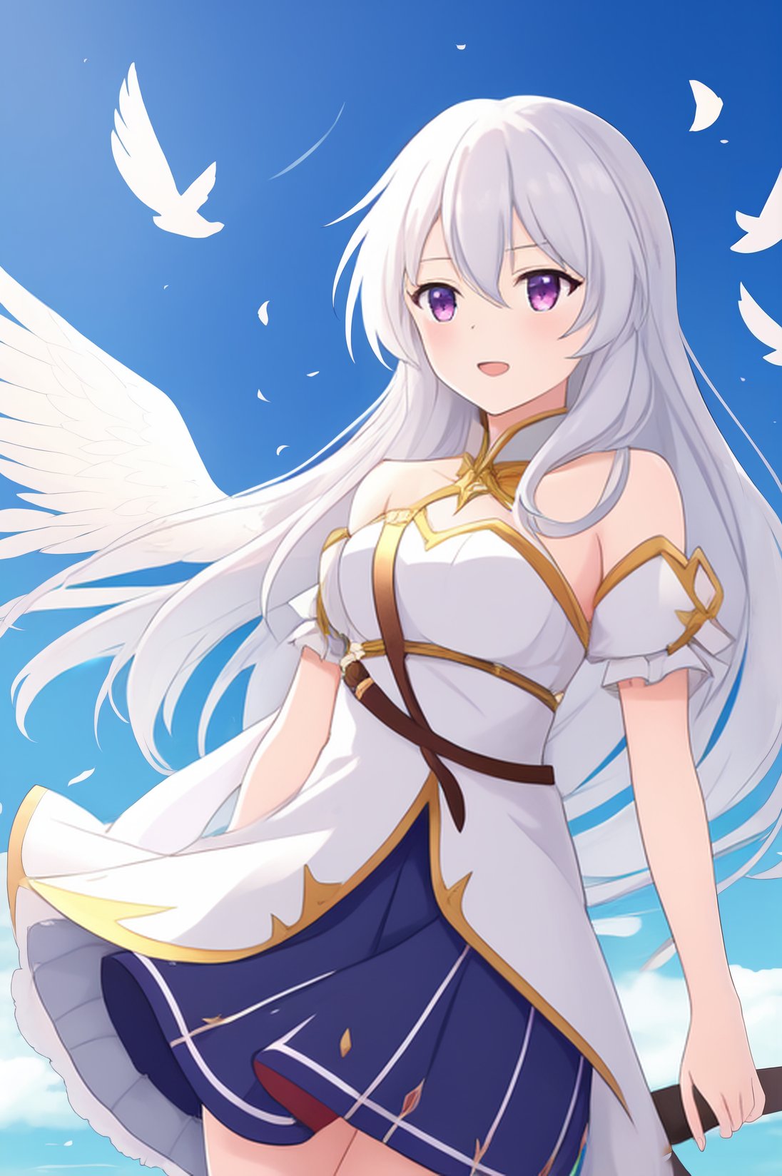 elaina,1girl,solo,<lora:1:0.8>,highres,feathered wings,