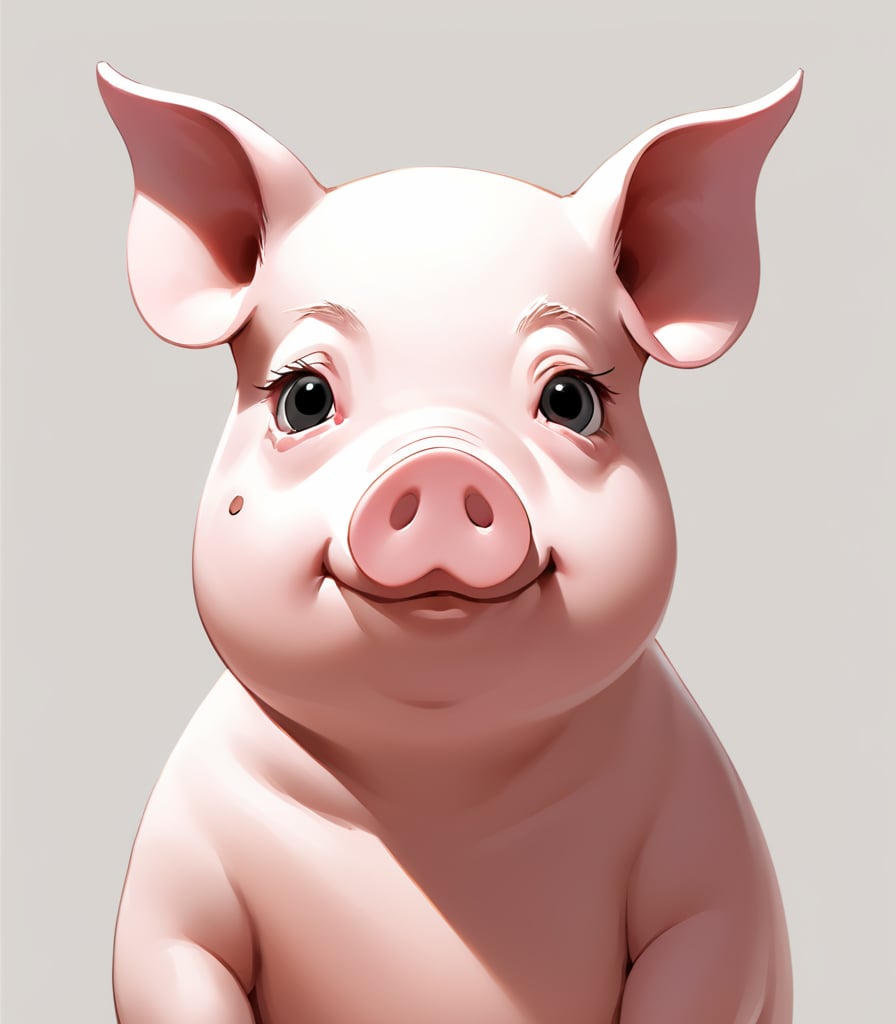 pig, expressionless, upper body, (spoken ellipsis:1.2), serious background, simple background, realistic