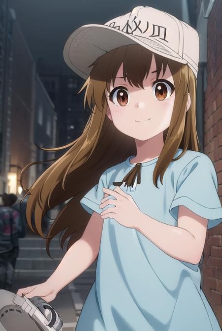 platelet, <lora:platelet s1-lora-nochekaiser:1>,platelet, long hair, brown hair, (brown eyes:1.5), smile,BREAK shirt, hat, short sleeves, boots, white headwear, blue shirt, flat cap,BREAK outdoors,BREAK looking at viewer, (cowboy shot:1.5),BREAK <lyco:GoodHands-beta2:1>, (masterpiece:1.2), best quality, high resolution, unity 8k wallpaper, (illustration:0.8), (beautiful detailed eyes:1.6), extremely detailed face, perfect lighting, extremely detailed CG, (perfect hands, perfect anatomy),