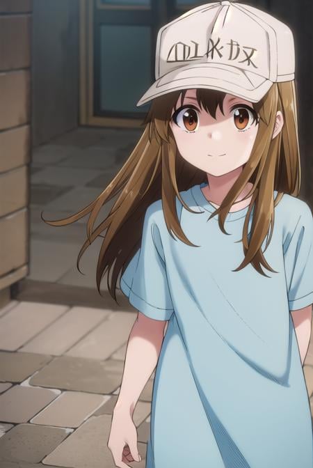 platelet, <lora:platelet s1-lora-nochekaiser:1>,platelet, long hair, brown hair, (brown eyes:1.5), smile,BREAK shirt, hat, short sleeves, boots, white headwear, blue shirt, flat cap,BREAK outdoors,BREAK looking at viewer, (cowboy shot:1.5),BREAK <lyco:GoodHands-beta2:1>, (masterpiece:1.2), best quality, high resolution, unity 8k wallpaper, (illustration:0.8), (beautiful detailed eyes:1.6), extremely detailed face, perfect lighting, extremely detailed CG, (perfect hands, perfect anatomy),