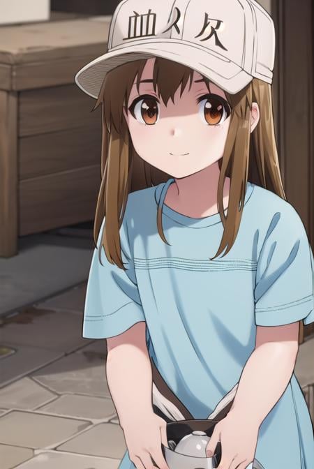 platelet, <lora:platelet s1-lora-nochekaiser:1>,platelet, long hair, brown hair, (brown eyes:1.5), smile,BREAK shirt, hat, short sleeves, boots, white headwear, blue shirt, flat cap,BREAK outdoors,BREAK looking at viewer, (cowboy shot:1.5),BREAK <lyco:GoodHands-beta2:1>, (masterpiece:1.2), best quality, high resolution, unity 8k wallpaper, (illustration:0.8), (beautiful detailed eyes:1.6), extremely detailed face, perfect lighting, extremely detailed CG, (perfect hands, perfect anatomy),