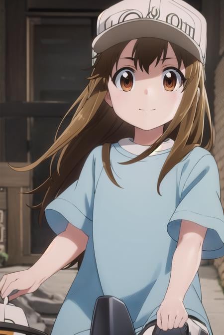 platelet, <lora:platelet s1-lora-nochekaiser:1>,platelet, long hair, brown hair, (brown eyes:1.5), smile,BREAK shirt, hat, short sleeves, boots, white headwear, blue shirt, flat cap,BREAK outdoors,BREAK looking at viewer, (cowboy shot:1.5),BREAK <lyco:GoodHands-beta2:1>, (masterpiece:1.2), best quality, high resolution, unity 8k wallpaper, (illustration:0.8), (beautiful detailed eyes:1.6), extremely detailed face, perfect lighting, extremely detailed CG, (perfect hands, perfect anatomy),