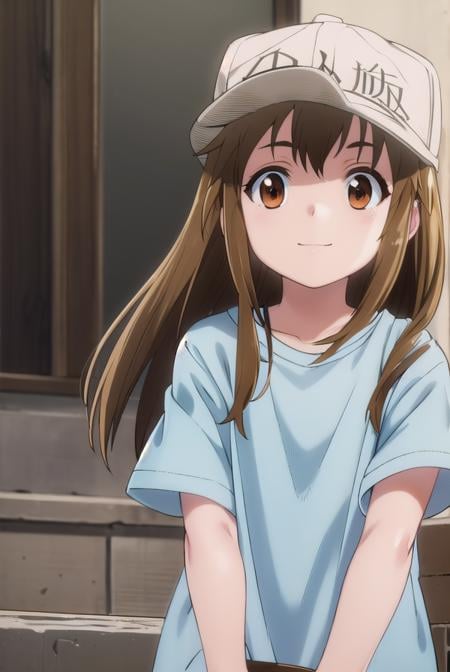 platelet, <lora:platelet s1-lora-nochekaiser:1>,platelet, long hair, brown hair, (brown eyes:1.5), smile,BREAK shirt, hat, short sleeves, boots, white headwear, blue shirt, flat cap,BREAK outdoors,BREAK looking at viewer, (cowboy shot:1.5),BREAK <lyco:GoodHands-beta2:1>, (masterpiece:1.2), best quality, high resolution, unity 8k wallpaper, (illustration:0.8), (beautiful detailed eyes:1.6), extremely detailed face, perfect lighting, extremely detailed CG, (perfect hands, perfect anatomy),