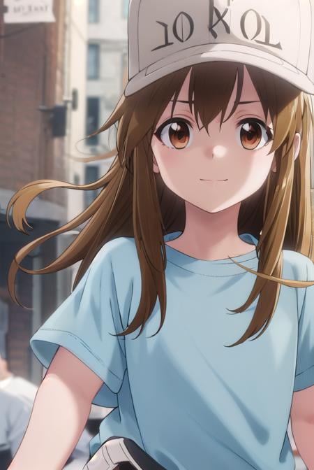 platelet, <lora:platelet s1-lora-nochekaiser:1>,platelet, long hair, brown hair, (brown eyes:1.5), smile,BREAK shirt, hat, short sleeves, boots, white headwear, blue shirt, flat cap,BREAK outdoors,BREAK looking at viewer, (cowboy shot:1.5),BREAK <lyco:GoodHands-beta2:1>, (masterpiece:1.2), best quality, high resolution, unity 8k wallpaper, (illustration:0.8), (beautiful detailed eyes:1.6), extremely detailed face, perfect lighting, extremely detailed CG, (perfect hands, perfect anatomy),