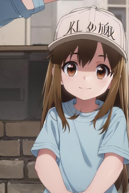 platelet, <lora:platelet s1-lora-nochekaiser:1>,platelet, long hair, brown hair, (brown eyes:1.5), smile,BREAK shirt, hat, short sleeves, boots, white headwear, blue shirt, flat cap,BREAK outdoors,BREAK looking at viewer, (cowboy shot:1.5),BREAK <lyco:GoodHands-beta2:1>, (masterpiece:1.2), best quality, high resolution, unity 8k wallpaper, (illustration:0.8), (beautiful detailed eyes:1.6), extremely detailed face, perfect lighting, extremely detailed CG, (perfect hands, perfect anatomy),