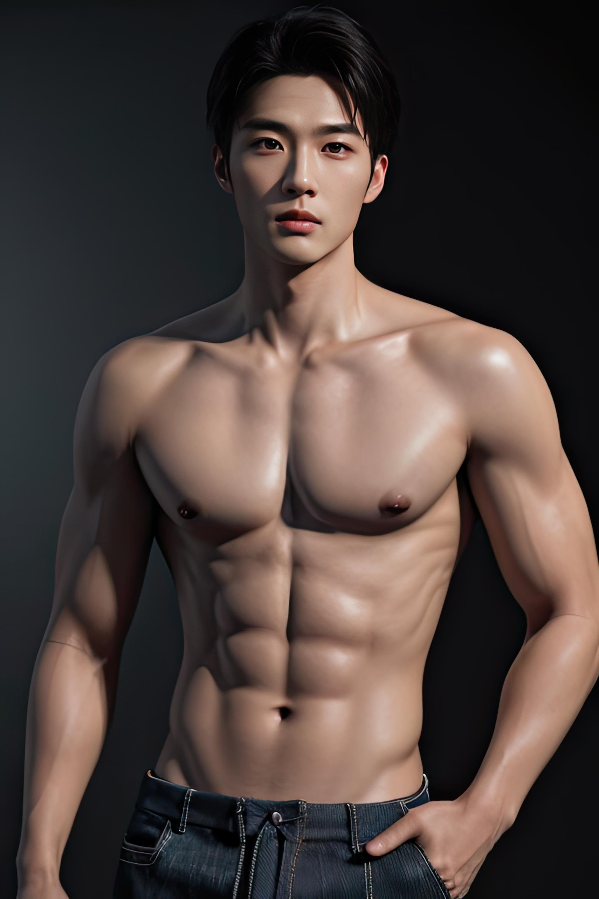 (masterpiece:1.21),(bestquality:1.21),8k,high detailed,ultra-detailed,photography,award winning,documentary,Original Photo,realistic,Ultra detailed digital art masterpiece,(absurdres:1.1),slim asian male,tall,thin,handsome,black eyes,glint,1boy,homo,gay,(realistic skin:1.1),(pores:1.21),(high detailed skin:1.21),(pants:1.41),(topless:1.312),(thin body:1.41),photography,hdr,vibrant,octane render,(8k:1.21),(detailed fingers:1.1),GS-DeFeminize,Studio lighting,High resolution scan,physically-based rendering,Cinematic Lighting,shadow,depth of field,(low saturation:1.3),thick eyebrows,,