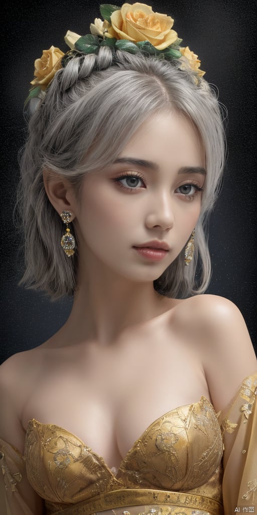  1girl,Han Chinese girls,yellow Hanfu,chinese clothes,large breasts,Yellow rose,jewelry, earrings,lips, makeup, portrait, eyeshadow, realistic, nose,{{best quality}}, {{masterpiece}}, {{ultra-detailed}}, {illustration}, {detailed light}, {an extremely delicate and beautiful}, a girl, {beautiful detailed eyes}, stars in the eyes, messy floating hair, colored inner hair, Starry sky adorns hair, depth of field, large breasts,cleavage,blurry, no humans, traditional media, gem, crystal, still life, Dance,movements, All the Colours of the Rainbow,zj,
simple background, shiny, blurry, no humans, depth of field, black background, gem, crystal, realistic, red gemstone, still life,
