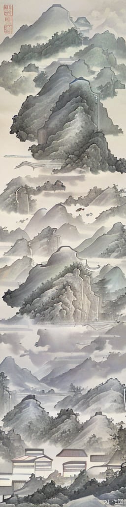  Miniature landscape, Chinese three-dimensional landscape painting, Zen aesthetics, Zen composition, Chinese architectural complex, red copper mine, ore crystallization, red mountains, flowing particles, macro lens, rich light, luminous mountains, mountains, clouds, minimalism, extreme details, incomparable details, film special effects, lifelike, 3D rendering, fine details, chinese paiting