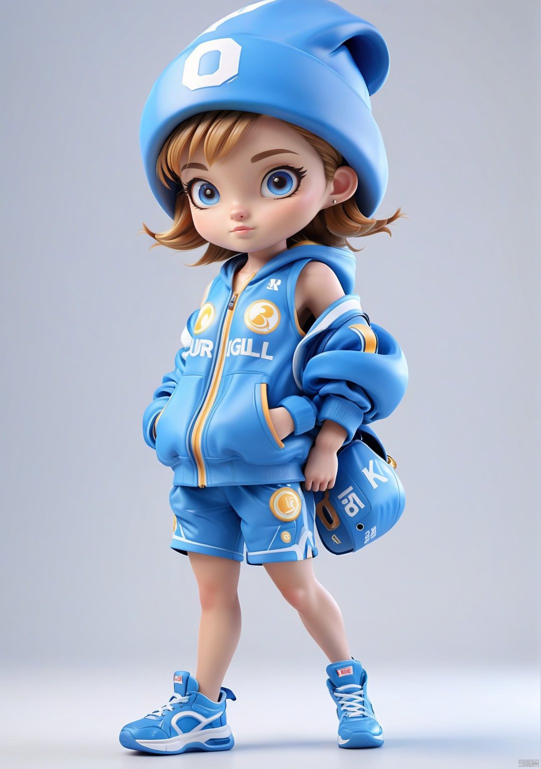 3DIP,PEIQI,(best quality:1.2),masterpiece,3D,Amazing,OC rendering, masterpiece, high detail, 8k,a girl,Realistic 3d cartoon style rendering,girl,full body,wearing blue sportswear,summer fashion clothing,boxing fitness,white background,in the style of interactive pieces,rim lighting,soft gradients,charming illustrations,3d rendering,OC rendering,best quality,8K,super detail