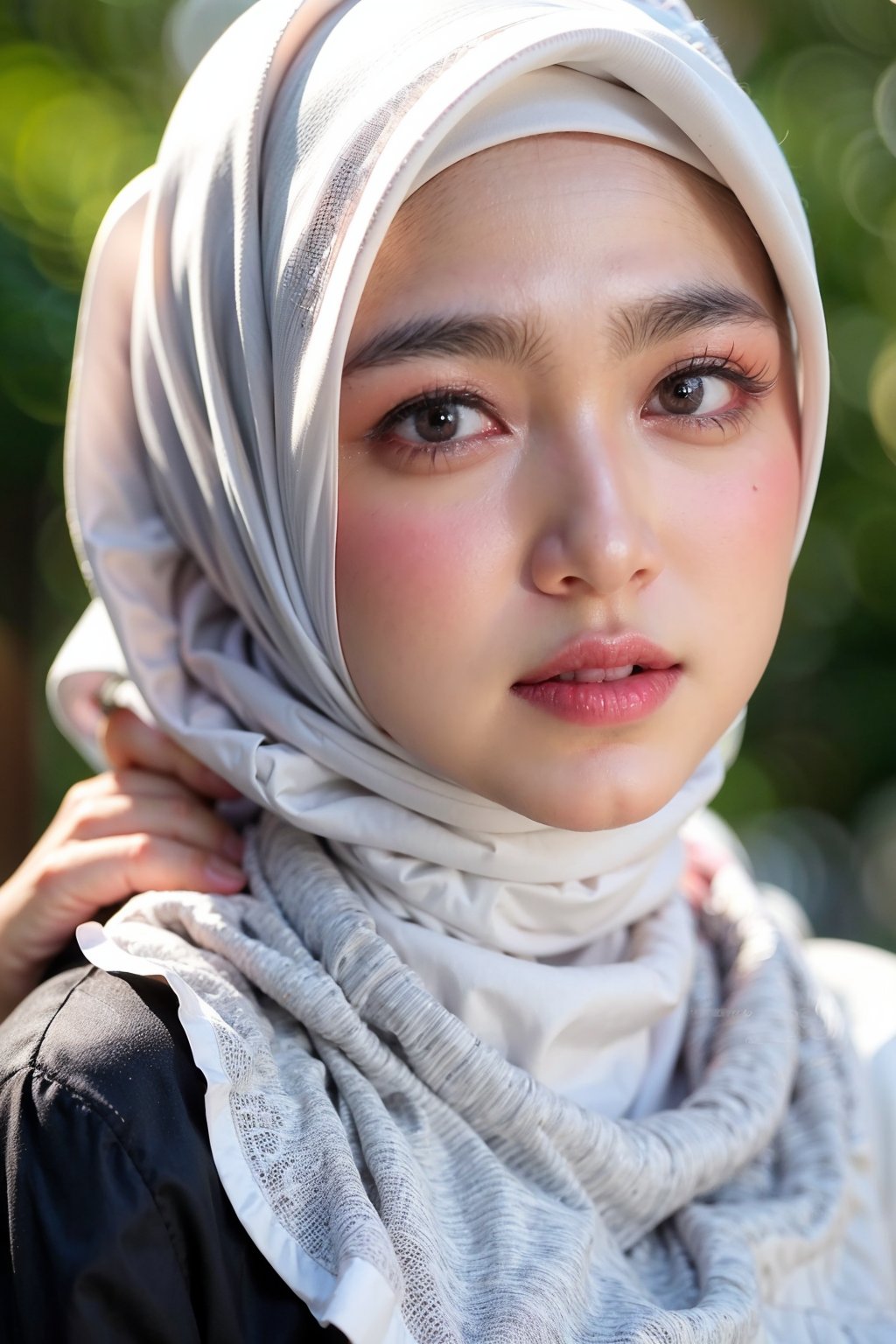 Close up,
1 girl, solo, looks, enjoying, looking at viewer, hijab 

,D1AMOND,ar1n,Masterpiece,C1SYU