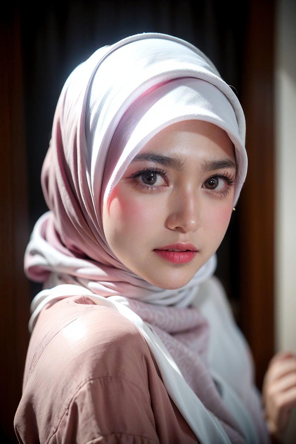 Close up,
1 girl, solo, looks, enjoying, looking at viewer, hijab 

,D1AMOND,ar1n,Masterpiece,C1SYU