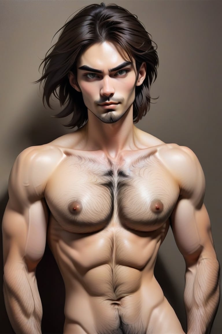 sexy hairy genderless masculine breasts, fine art