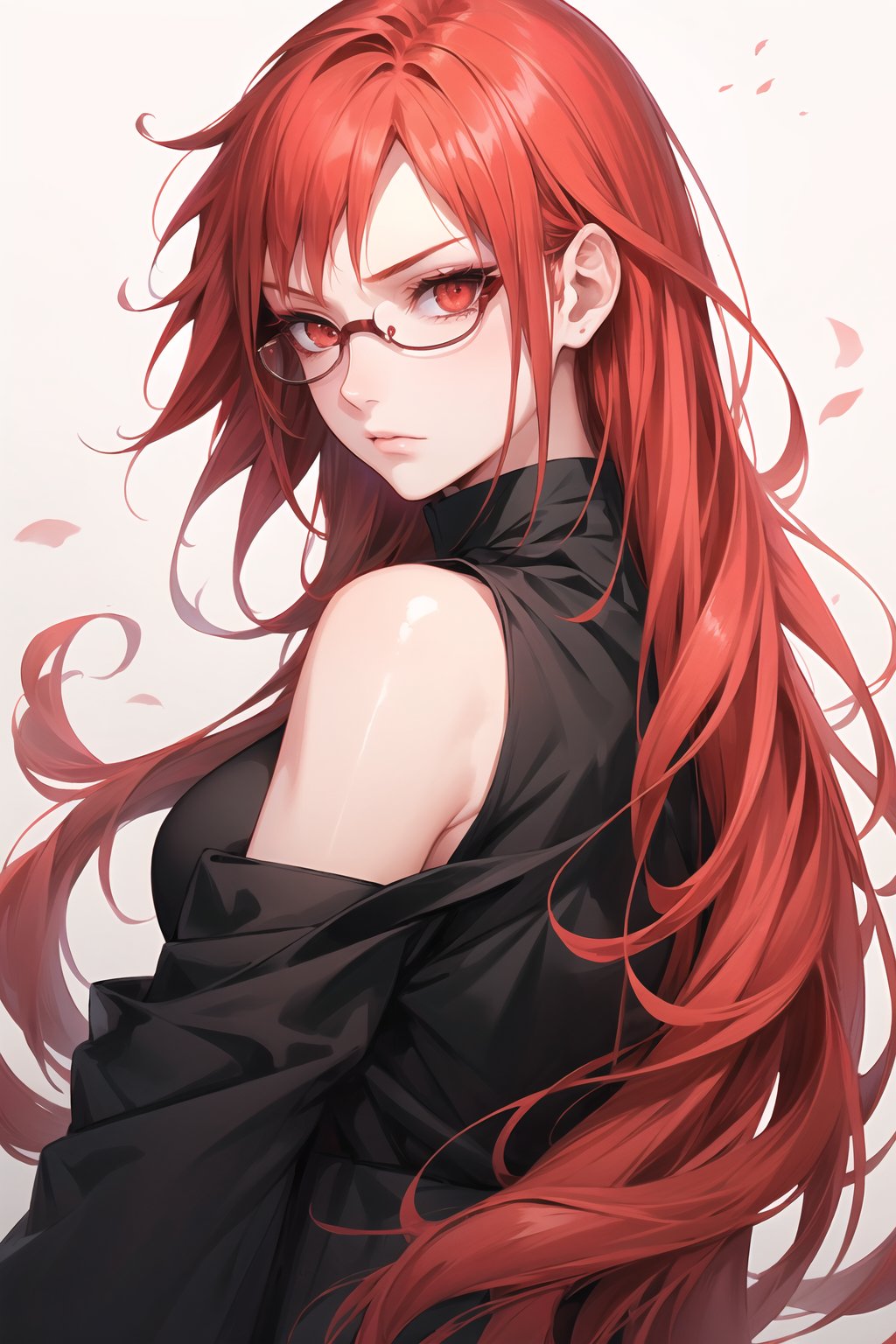 (Masterpiece, highly detailed, best quality), 1girl, solo, karin uzumaki, red hairs, red eyes, glasses,Naruto,Karin_Uzumaki,Karin uzumaki,karin,red hairs<lora:EMS-179-EMS:0.400000>, <lora:EMS-10592-EMS:0.500000>, <lora:EMS-308205-EMS:0.700000>
